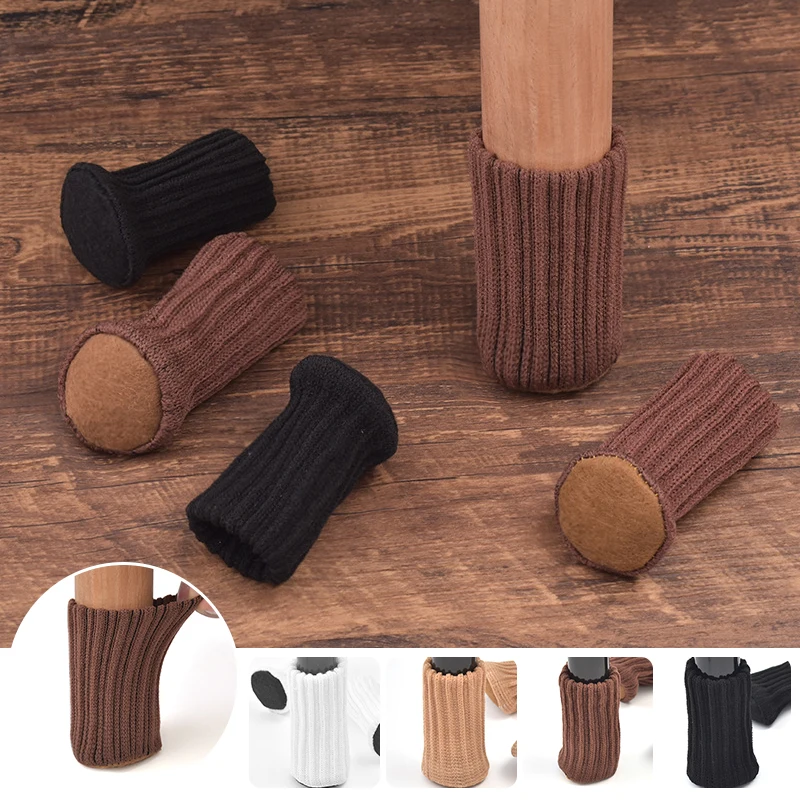 4/16PCS Knitted Chair Cover Furniture Foot Protective Covers Table Chair Non-slip Furniture Protector For Home Decor