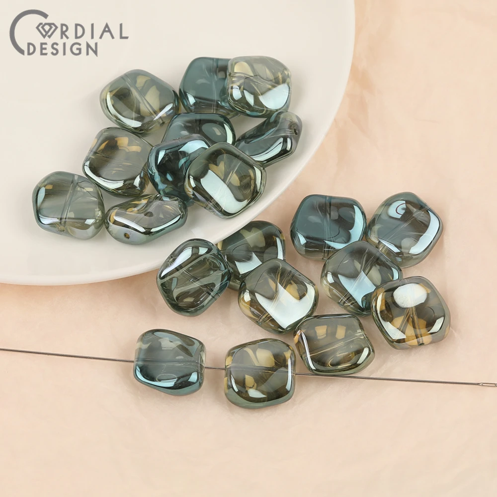 Cordial Design 17*18MM 100pcs Hand Made/DIY Glass Bead/Aurora Effect/Irregular Shape/Jewelry Findings & Components/Beads Making - cordial