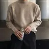 Autumn Winter Fashion Half High Collar Long Sleeve Solid Pullovers Men's Clothing Korean Bottoming Shirt All-match Knitting Tops 1