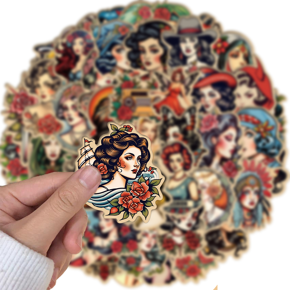 50PCS American girl room decor wall art stickers papel tapiz pared adhesivo pegatinas de pared impermeable cozinha bookmark