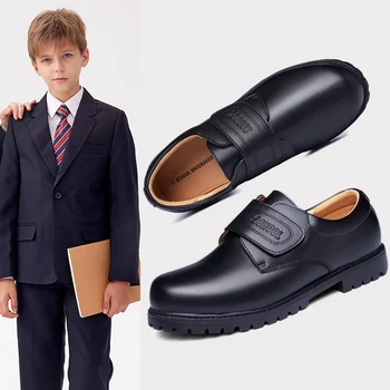 Student Shoes Season Shoes for Boys Black Shoe Children Boy 2025 Spring and Autumn The New British Style Performance Formal Wear
