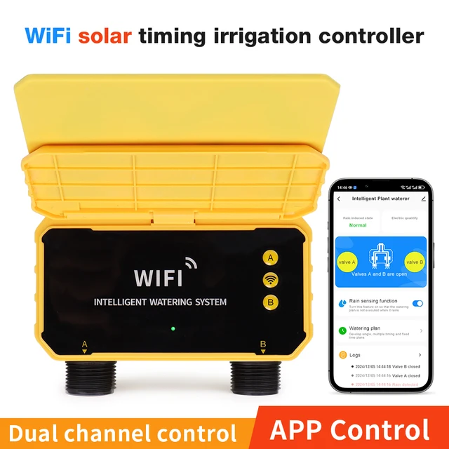 Smart Irrigation Water Timer Automatic Solar Timing Controller 1/2 Outlets Watering Timer System Plant Waterer for Garden Lawn 1