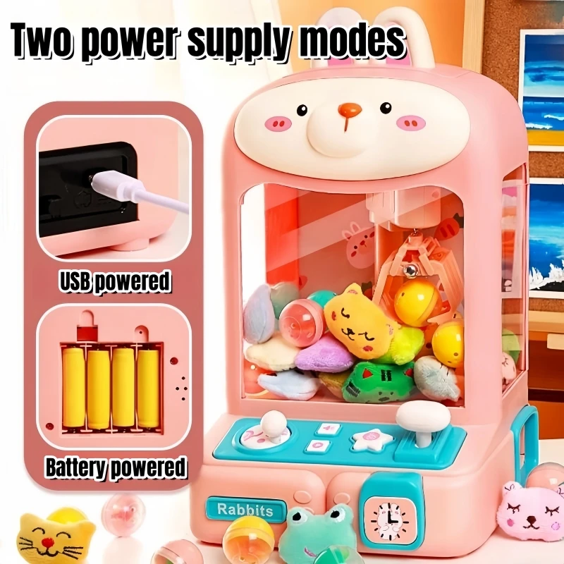 Cartoon Mini Claw Machine Toys for Kids DIY Gashapon Plush Prizes Vending Doll Machines Kit Children Birthday Christmas Gifts 3