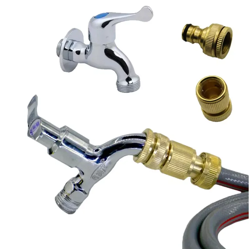 

1PC Pure Brass Faucets Standard Connector Washing Machine Gun Quick Connect Fitting Pipe Connections 1/2 "3/4" 16mm Hose