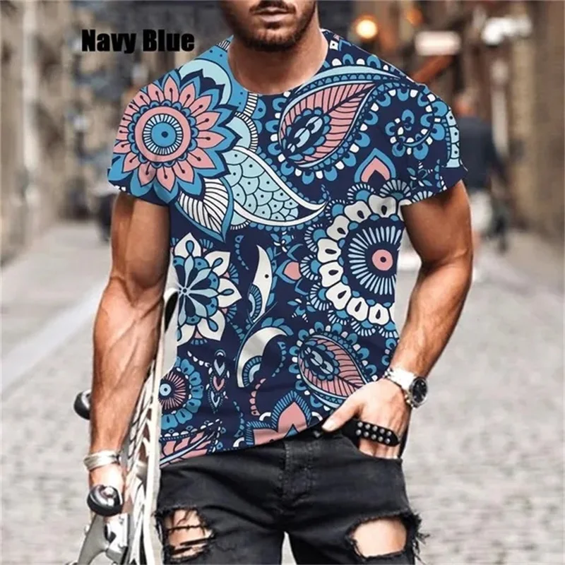 

Fashion Floral Pattern Tshirt For Men Women 3D Printed Short Sleeves Casual T Shirt Round Neck Oversized Tee Tops Streetwear