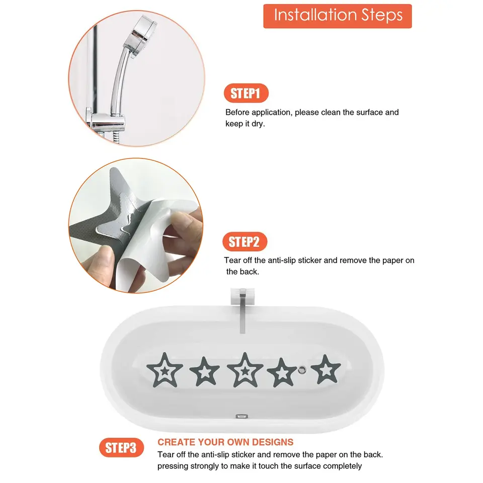 20 Pcs Non Slip Bathtub Stickers Adhesive Paw Print Bath Treads For Bath Tubs