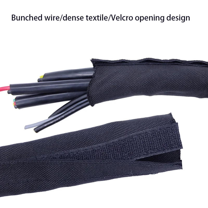 Shielded Cable Sleeve 40mm With Velcro Tape Insulation Nylon Harness Sheath  Anti Electromagnetic Interference Leakage Wire Wrap