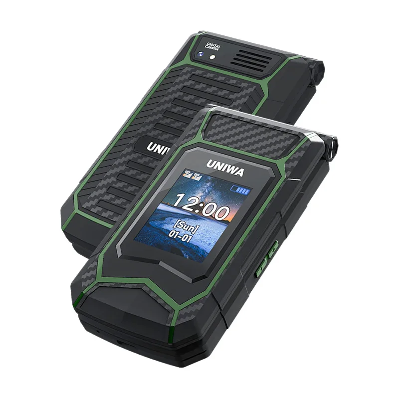 UNIWA X29 2.8 Inch Double Screen Dual SIM Card GSM Rugged Style Flip Phone 2000mAh Big Font Big Button For Senior Wireless Radio