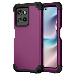 Triple Defense Shockproof Phone Case with Silicone Lining and Hard Plastic Frame for Moto G Power 5G 2025 (Purple)