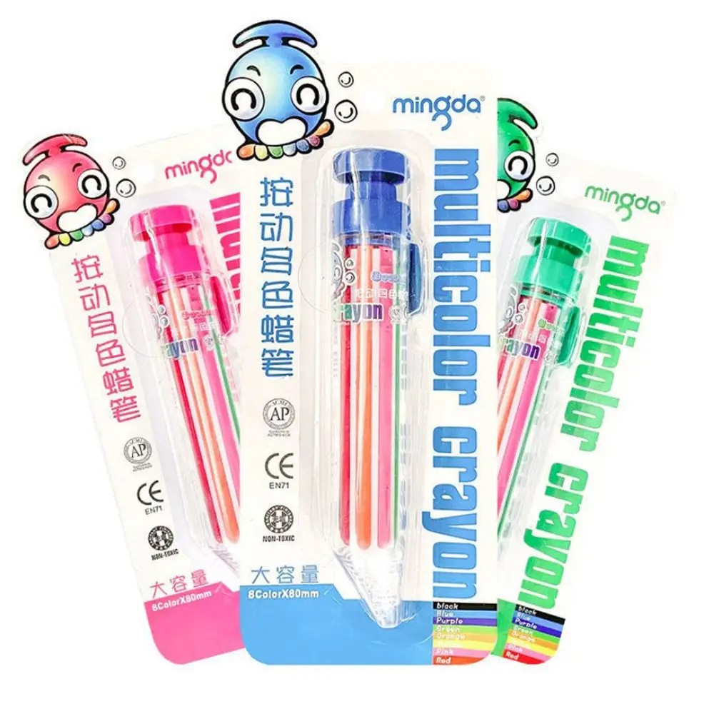 8 In 1 Multicolor Crayons Creative Push Style DIY Replaceable Oil Pastel Colored Pencil for Kids Graffiti Painting Tools