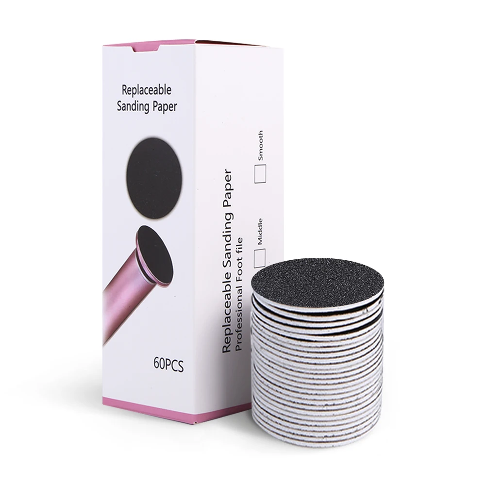 60Pcs 43mm Foot Dead Skin Sandpaper Replaceable Sanding Paper Foot Dead Skin Remove Sanding Paper Pedicure Tools