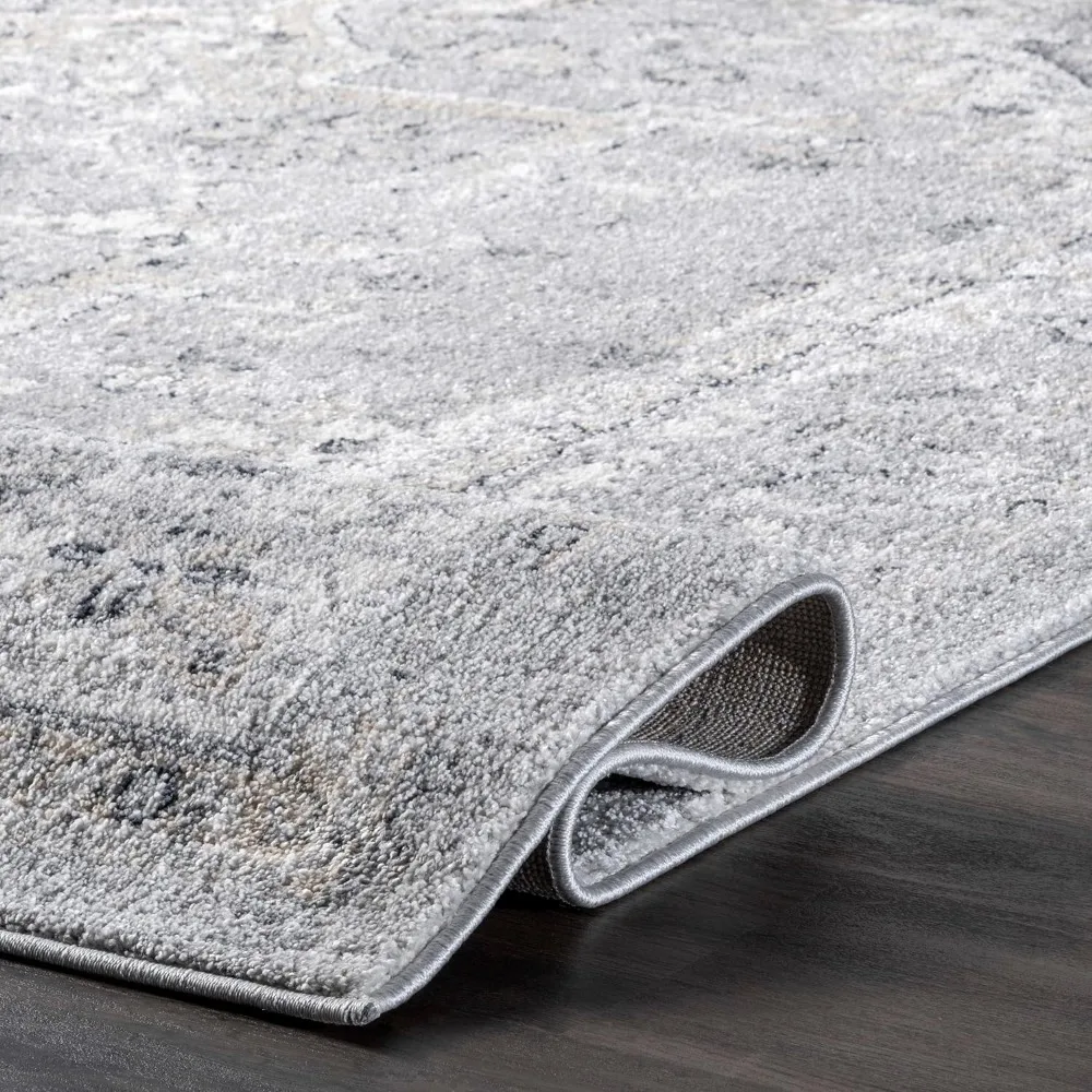 Gena Distressed Transitional Medallion Area Rug Carpet Living Room Decor 8x10 Light Grey Freight Free Decoration Home Textile