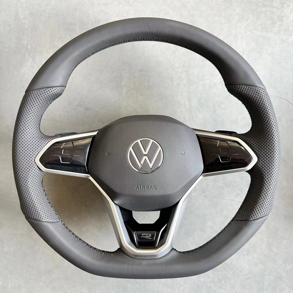 Kundenspezifischer Anti-Rutsch-Mikrofaser-Leder-Auto-Lenkradbezug für Volkswagen VW Atlas Golf 8 Mk8 Jetta Sharan Passat B9 Tiguan – Detail 1
