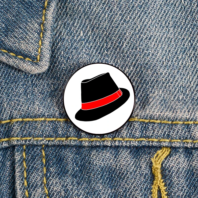 

Fashion Classic Black Fedora Hat Brooches Shirt Lapel tote Bag backpacks Badge Cartoon gift brooches pins for women gifts