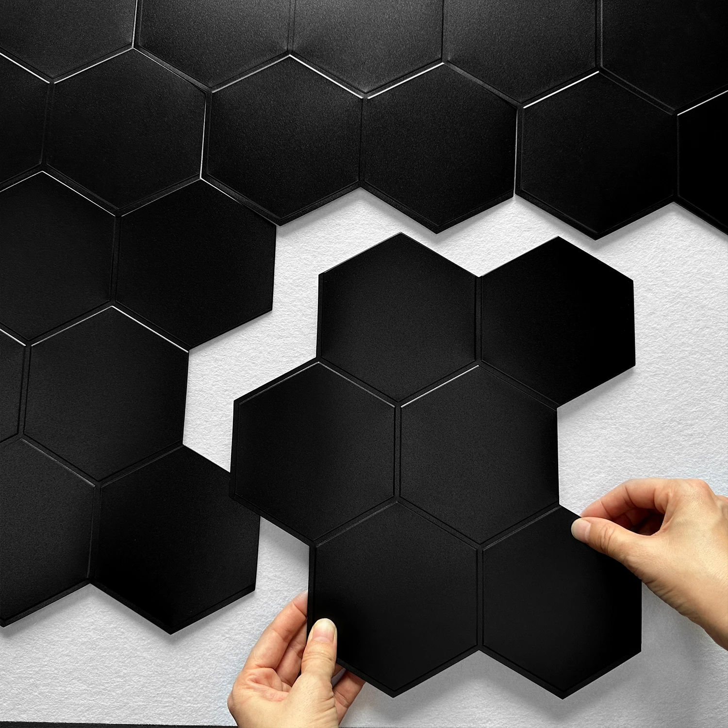 1-10pcs-Matte-Black-Wall-Tile-Stickers-Peel-And-Stick-Waterproof-Vinyl ...