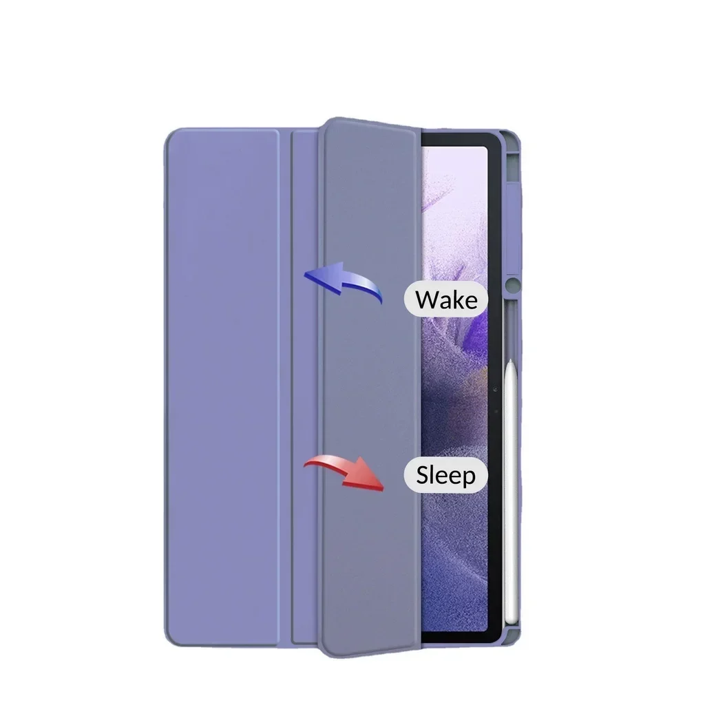 Premium HD Clear Acrylic Tablet Case with PU Leather Tri-Fold Stand and Pen Slot