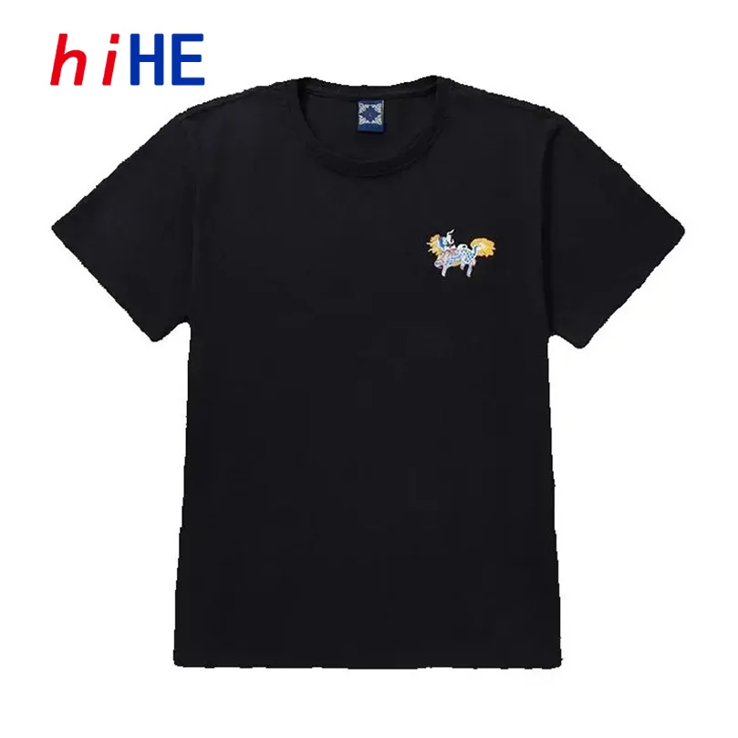 Sommer-Kurzarm-T-Shirt aus reiner Baumwolle mit Kylin-Stickerei, lockeres, lässiges Rundhals-T-Shirt für junge Männer, lockere Passform, D041A1