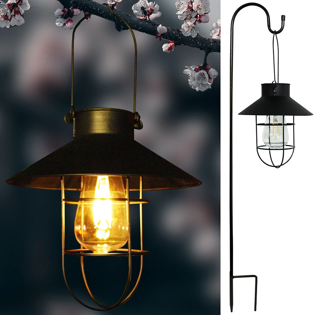 Description Picture 5 of itemSolar Lantern Lamp Outdoor Waterproof Hanging Lamp Vintage Metal Solar Lights For Garden Yard Patio Xmas Party Decor Lighting