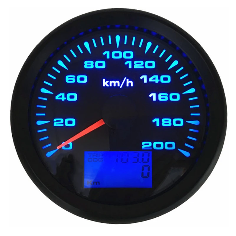 High Quality 85mm GPS Speedometers 0-200Km/H Lcd Waterproof Speed Odometers Speed Mileometers Trip Gauges Cog for Auto Boat Rv