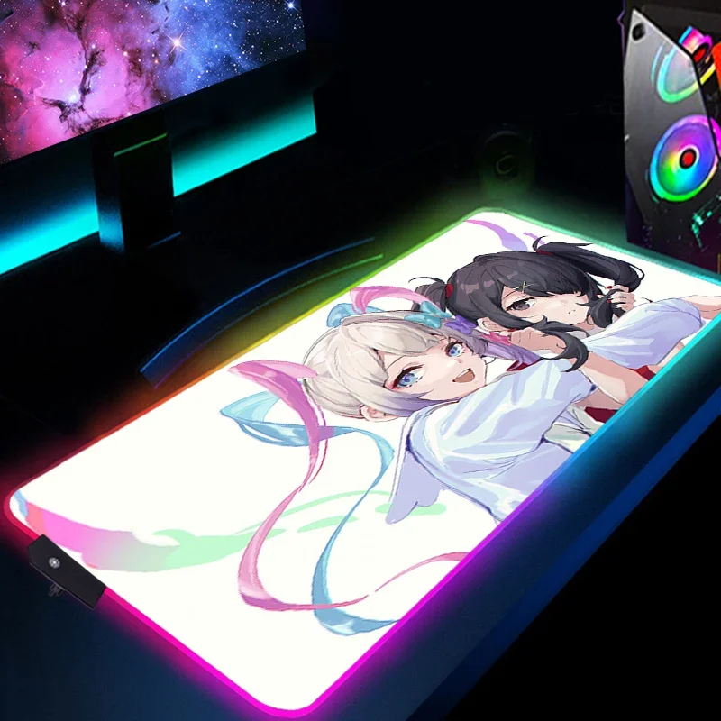 Needy Girl RGB Xxl Ʈ 콺 е,  PC ׼, ߱ ũ Ʈ, LED ̾ ̸ Ű 콺 е