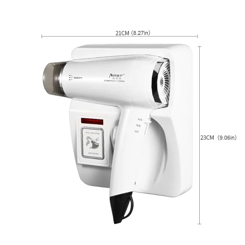 

1600W Professional Hotel Hair Dryer Wall Mounted Negative ion Hairdryer with Holder Base 3 Gears Adjustment