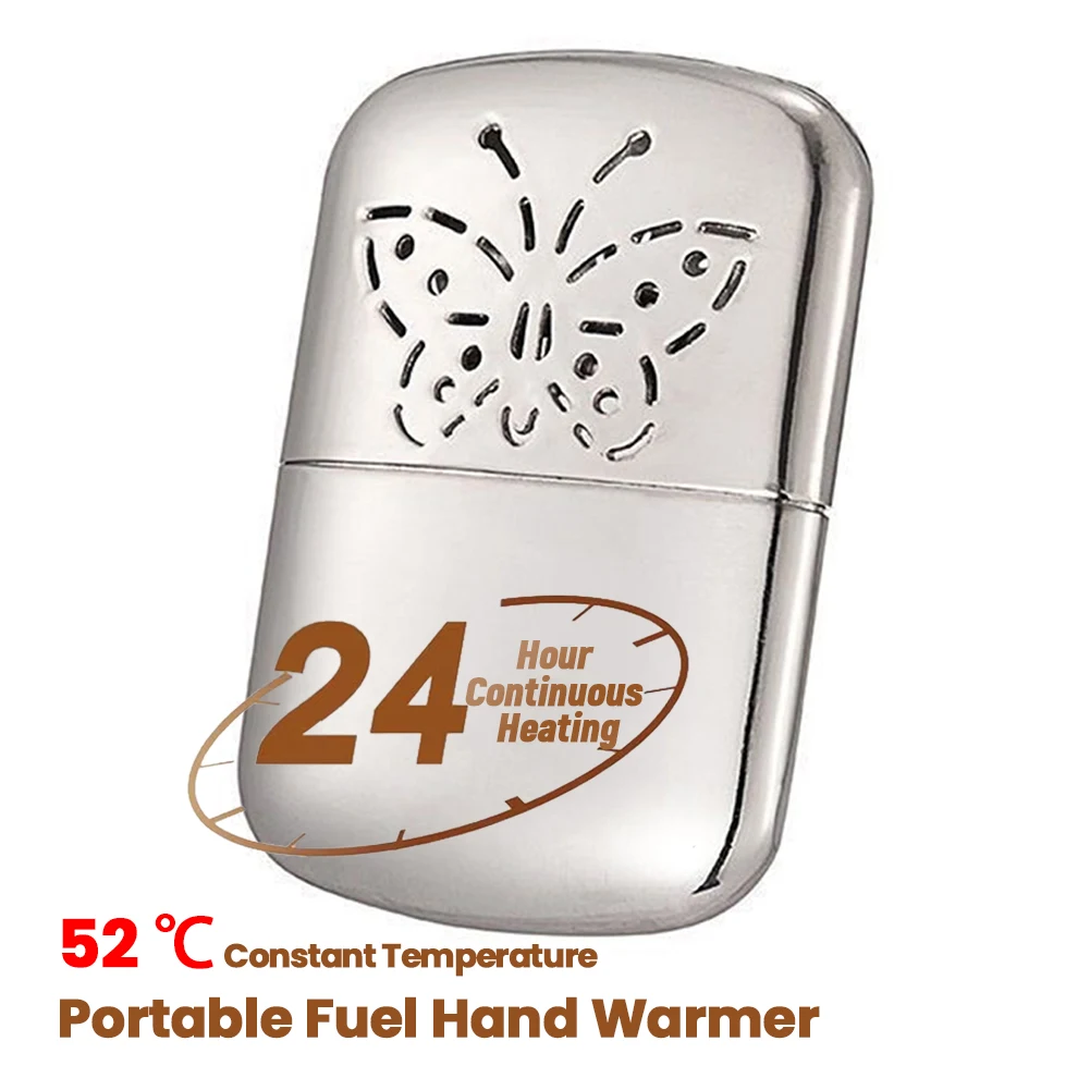 Zinc Alloy Portable Fuel Hand Warmer Reusable Pocket Hand Warmer Small Handy Heater for Outdoor Hunting Camping