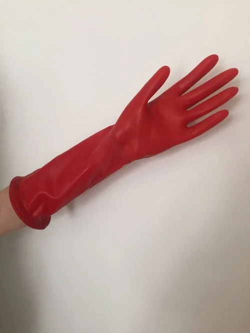 100% Pure Natural Latex Hood Mask Fetish Rubber Fetish Latex Gloves Elbow Length Heavy Gloves