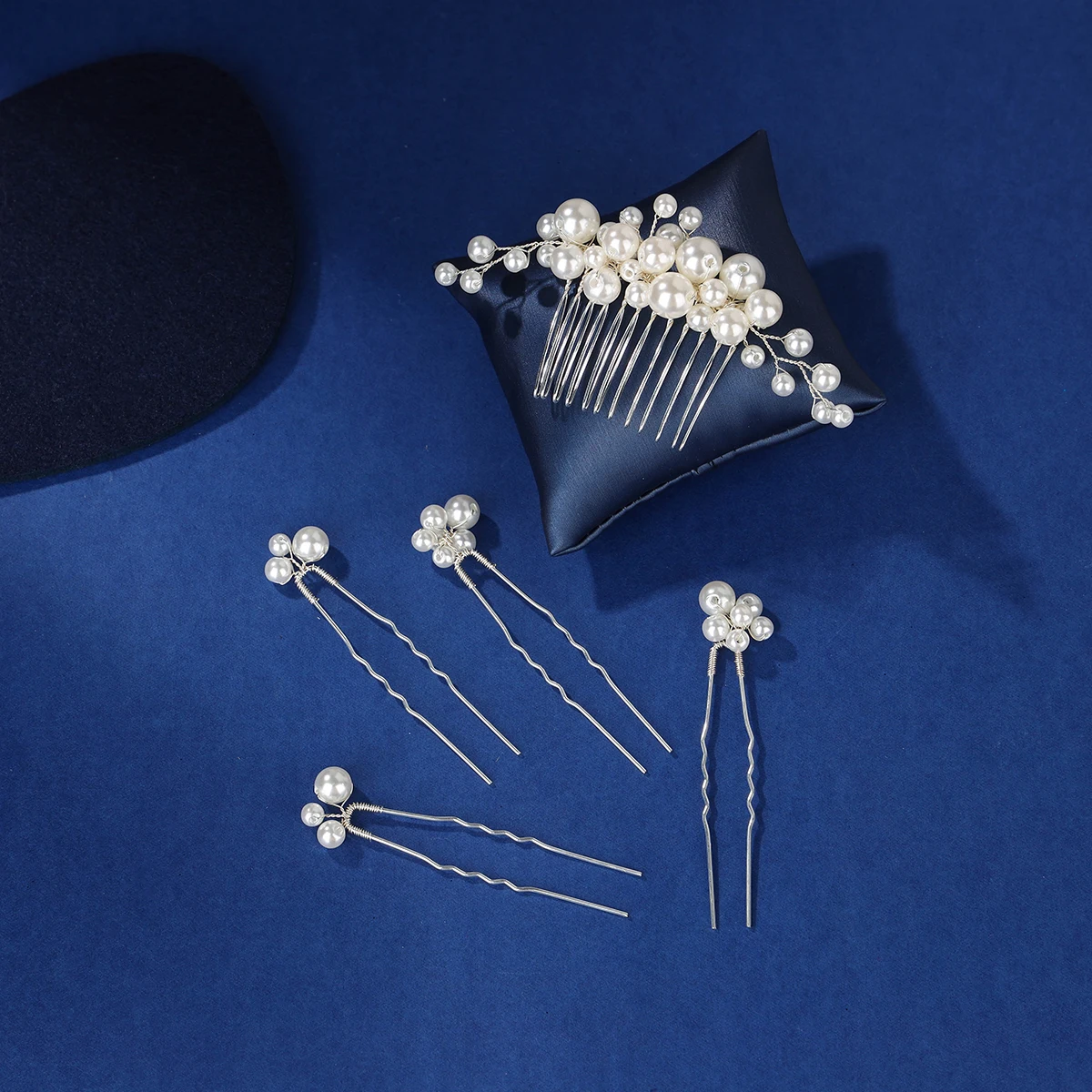 5 pieces of pearl flower hair fork vintage bridal flower hair comb wedding hairpin headwear for women and girls