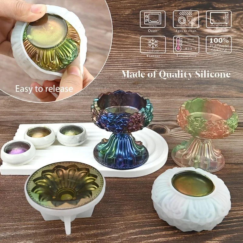 Erthree 2 stampi per candele tealight in resina, in silicone, per candele da tè, in silicone, in resina epossidica, per fai da te, per aromaterapia, decorazione per la casa (bianco