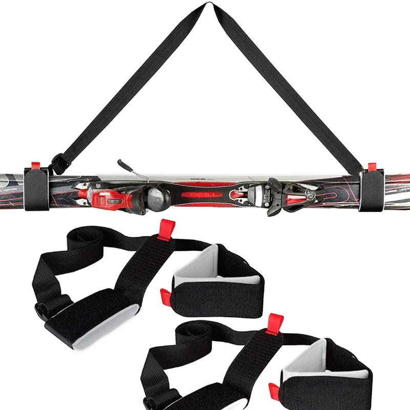 

Nylon Skiing Bags Adjustable Skiing Pole Shoulder Hand Carrier Lash Handle Straps Porter Hook Loop Protecting For Ski Snowboard