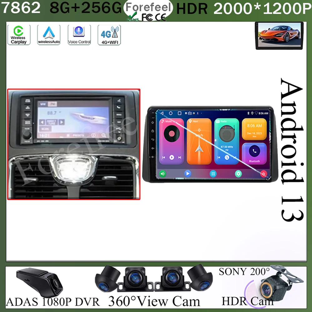 

Android 13 For Chrysler Grand Voyager 5 2011 - 2015 For Dodge Grand Caravan 2008-2020 Car Radio Player Multimedia GPS 360 Camera