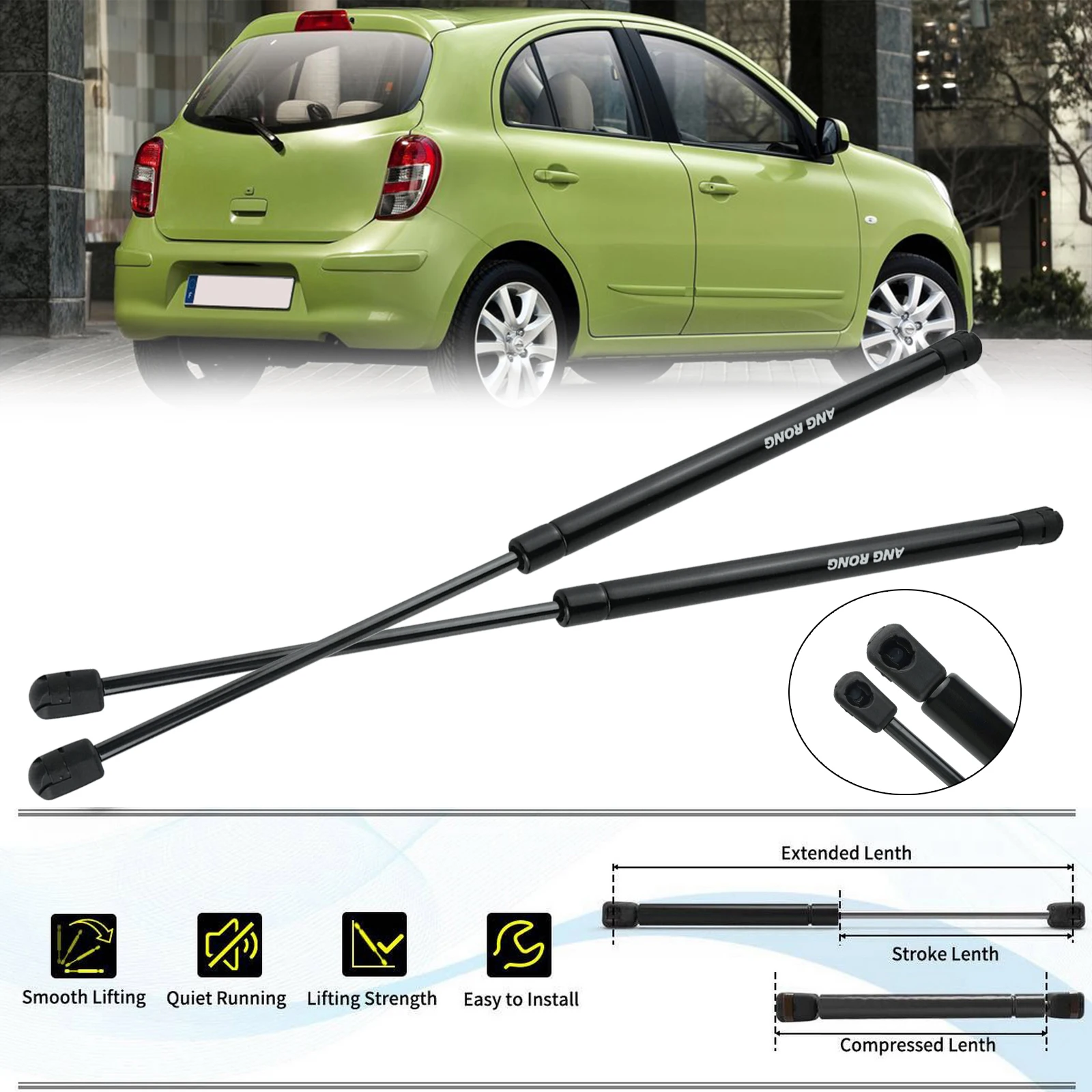 Boot Gas Struts 2x For Nissan Micra IV MK4 K13 10-13 HB Rear Boot Tailgate Gas Struts 904501HB0A