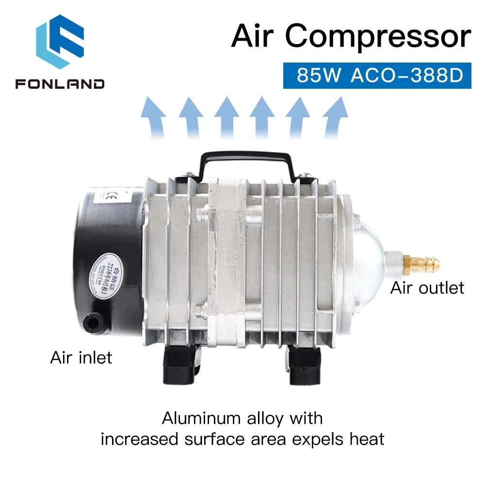 FONLAND 85W ACO-388D 공기 압축기 CO2 레이저 조각 절단기 용 전기 자기 공기 펌프