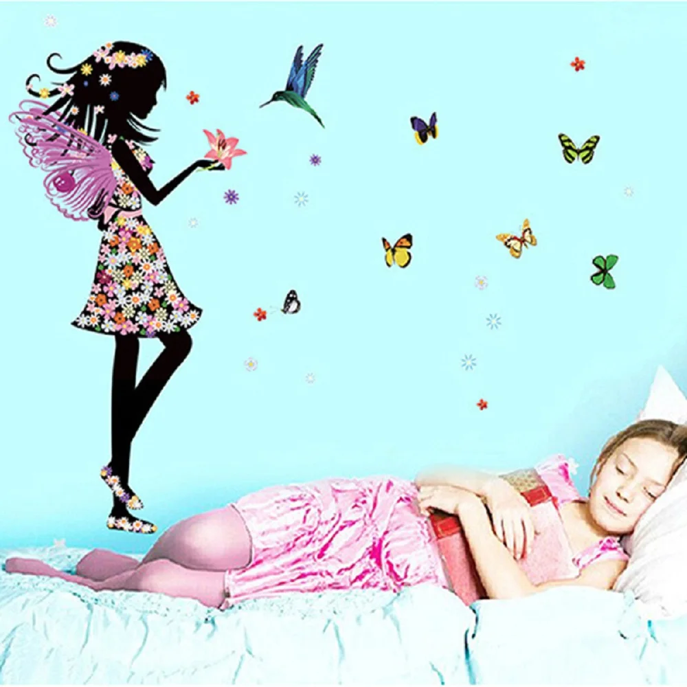 Butterfly Elf Arts Wall Sticker For Kids Rooms Home Decor Backdrop Wall Decal Baby Bedroom Vinyl Walls S
