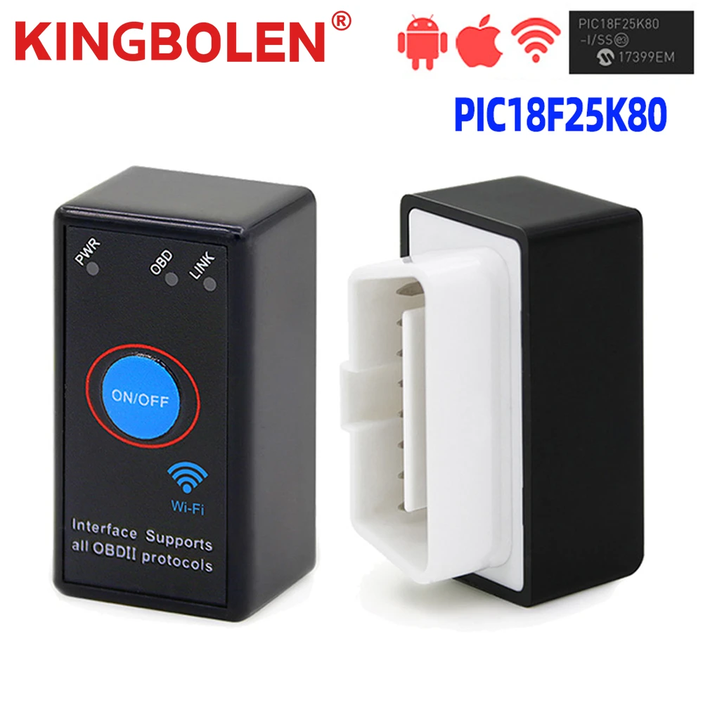 WiFi ELM327 4MHz PIC18F25K80 Chip V1.5 Button Bluetooth ELM327 OBDII Diagnostic Tool IOS/Android ELM 327 Icar2 OBD2 Scanner Cylinder Stethoscope