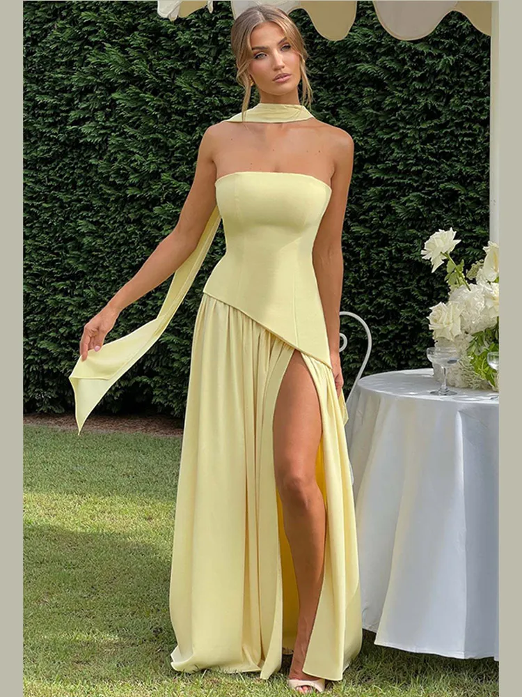 Elegant Women's V-Neck Sleeveless Maxi Dress - Pleated Backless Evening Gown