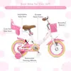 Girls' 12-16 Inch Bike with Training Wheels, Doll Seat, Basket, and Adjustable Seat for Ages 2-9