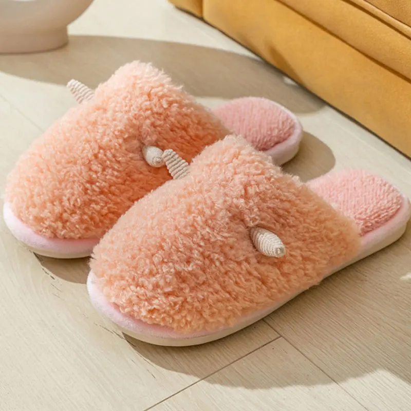 

Bebealy Cute Plush Slippers Women Winter Animal Warm Fluffy Home Cotton Slippers Indoor Fuzzy Cozy Sole Soft Casual Flats Slides