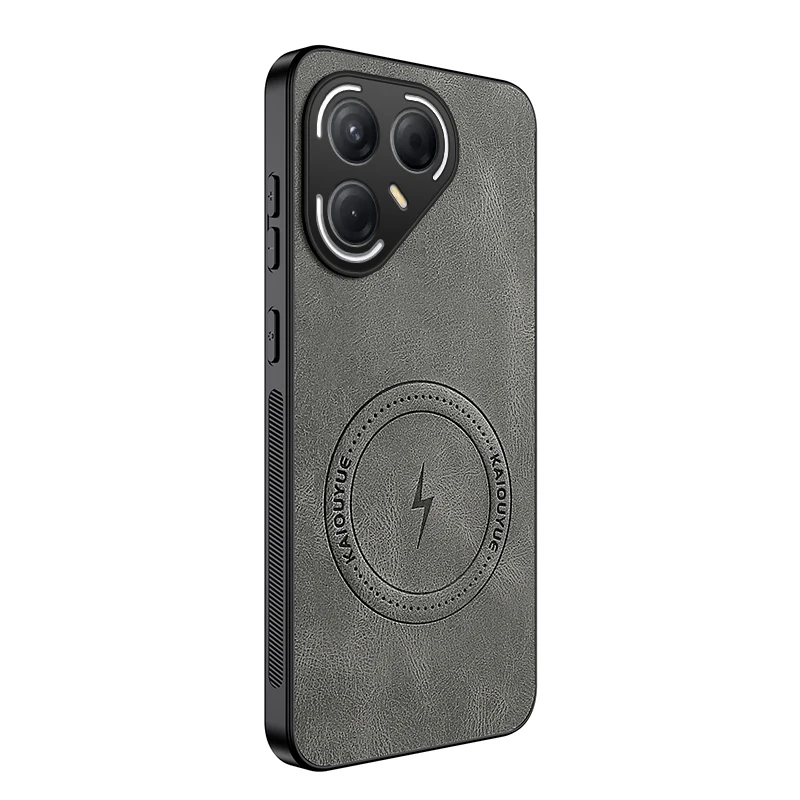 Tecno Pova 7 Pro: Stylish Leather Shockproof MagSafe-Compatible Phone Case with Ultra Magnetic Wireless Charging Cover