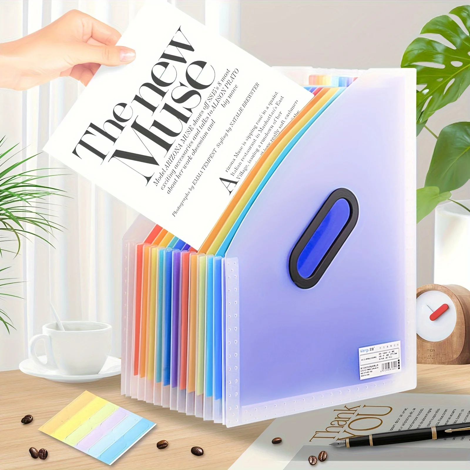 13 layers A4 large capacity transparent expandable folder rainbow student storage bag can hold 2000 sheets of paper
