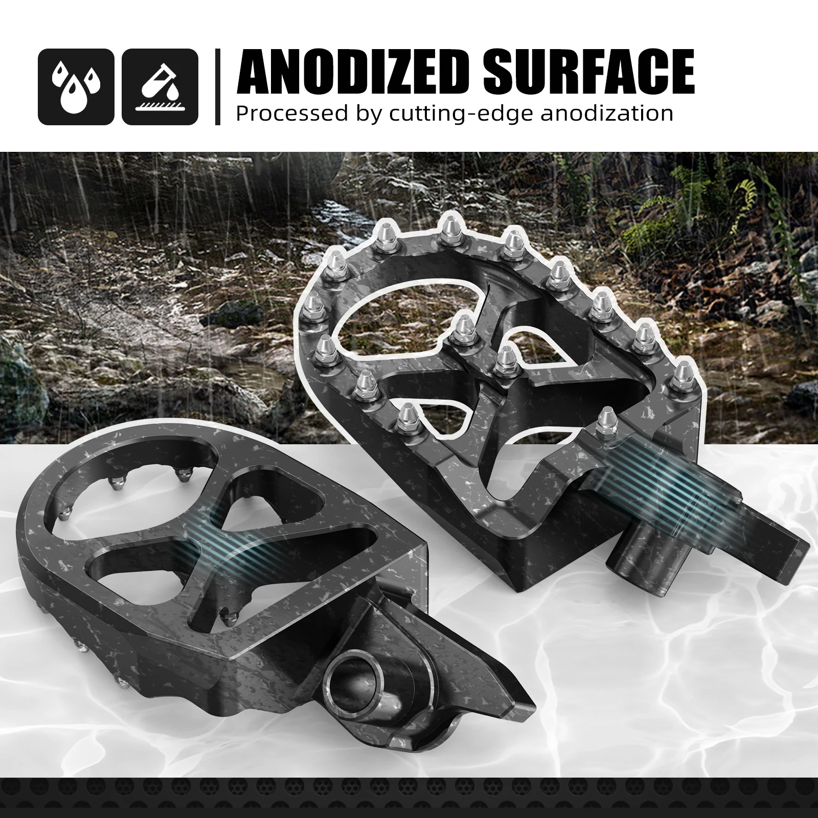 NICECNC Für Yamaha YZ250F YZ450FX 2024-2026 YZ450F 2023-2026 WR450F 2024-2025 YZ 250F 450F 450FX Geschmiedete Fußrasten Fußstütze Schwarz – Detail 4