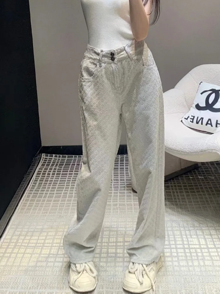 

Spring And Summer 2024 New Fashion Hook Art High Waist Straight Tube Skinny Women Jeans Three Colors Can Choose 034