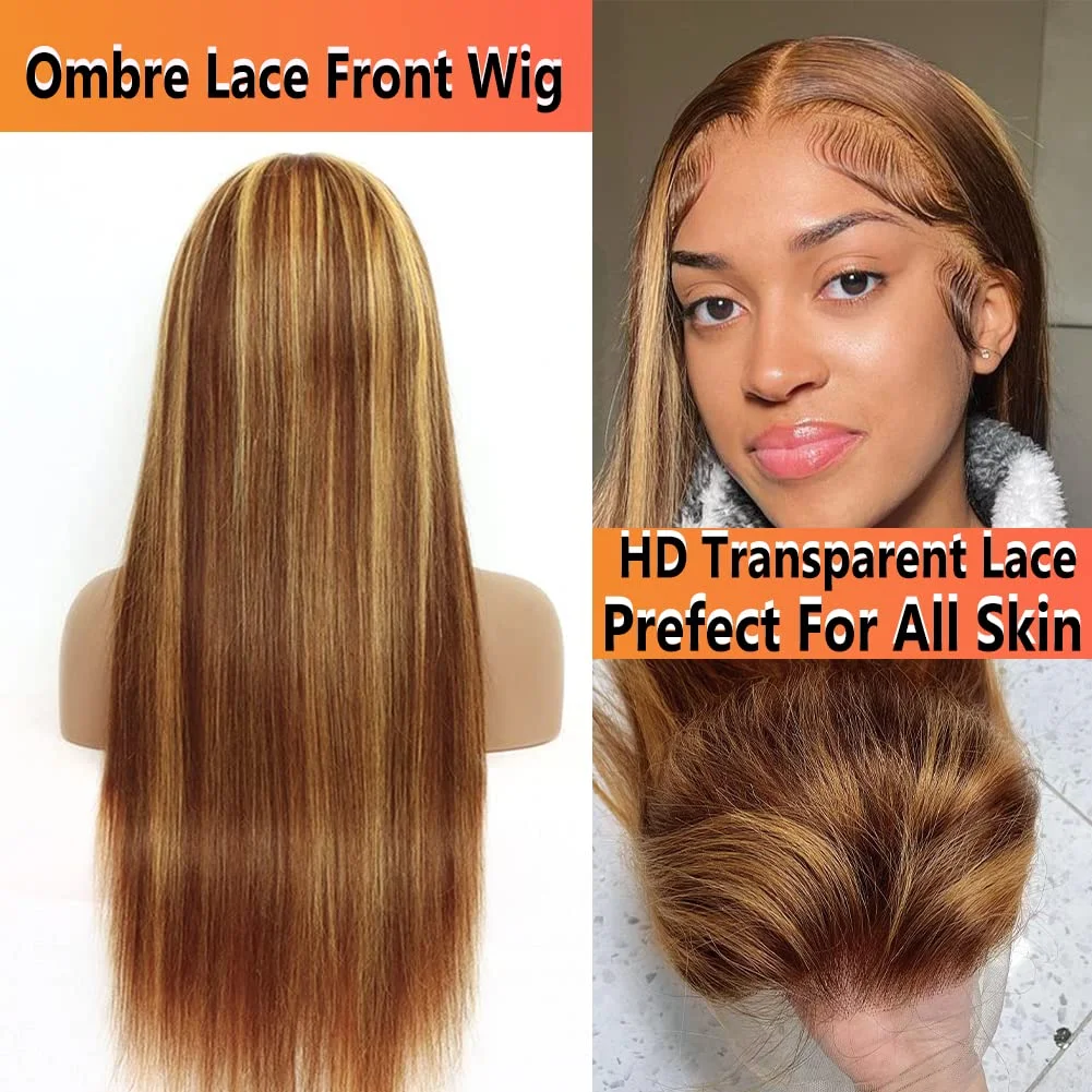 Glueless Wig Human Hair Ready To Wear Women 13x6 Hd Frontal Straight Honey Blonde Lace Front Wigs