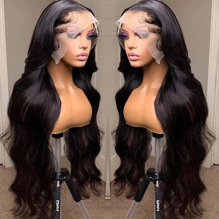 180Density 13x4 Body Wave Lace Front Wig Pre Plucked HD Transparent Lace Frontal Wig Front Human Hair Wigs For Women Remy T