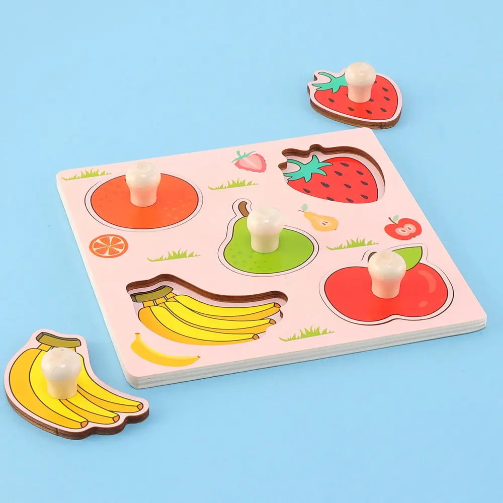 Montessori Wooden Puzzle Toy for Toddlers, Fruit Shape Peg Board Sensory Toy - Baby Early Learning Fine Motor Skill Gift