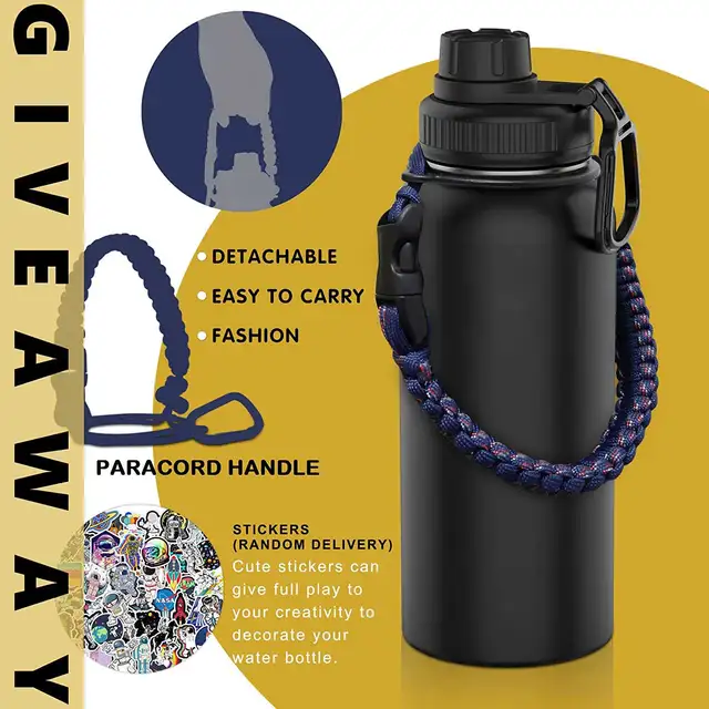 32oz/ 1L Stainless Steel Insulated Water Bottle,Cycling Bottles Double Walled Vacuum Insulated Water Bottles for Gym Travel 6