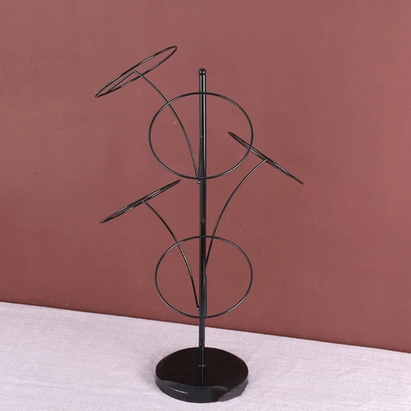 Modern Metal Hat Stand with 5 Round Standing Hooks Baseball Cap Rack Hat Storage Display Holder Simple Hat DropShip