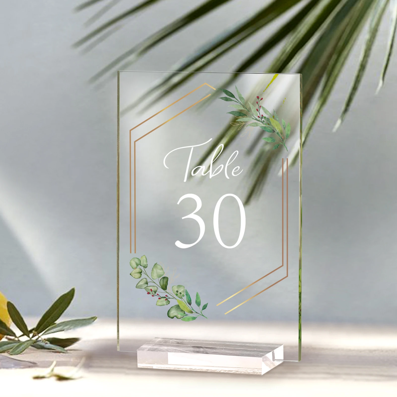 

Ourwarm Acrylic Wedding Table Card Blank Clear Display Signs with Base Party Favors Banquet Table Number Plate Decor