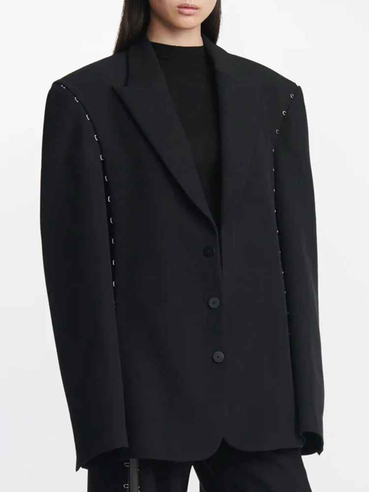Donna Blazer Colletto A V Slim Fit Maniche Lunghe Lunghe Corta Giacca Casual Jacket Bianco S