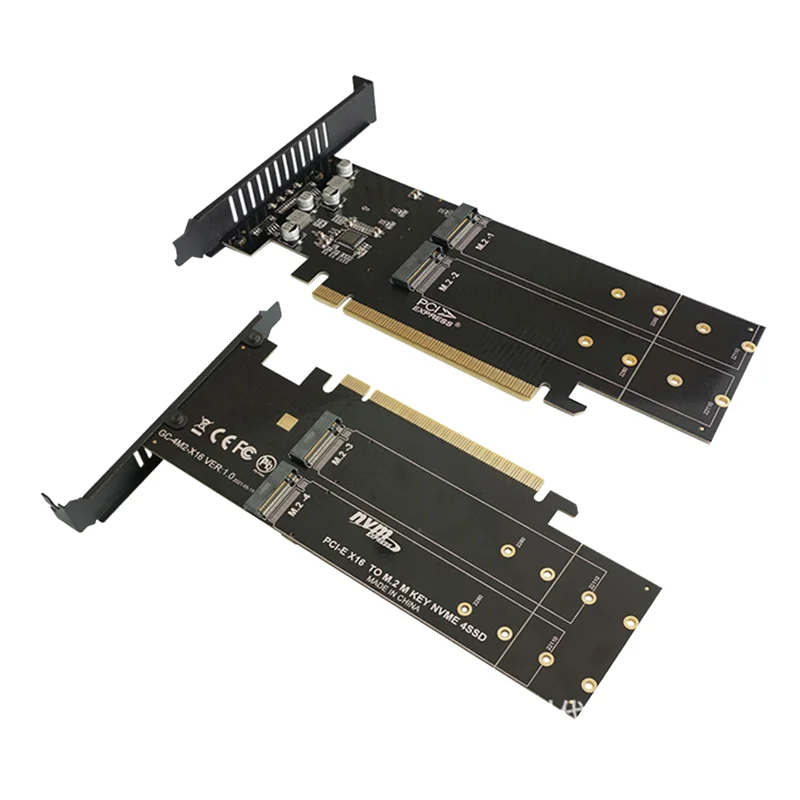 PCIe To M2 Adapter Card, PCIE X16 4 Port M2 NVME M Key SSD Add on Card PCI Express Expansion Card with Heatsink